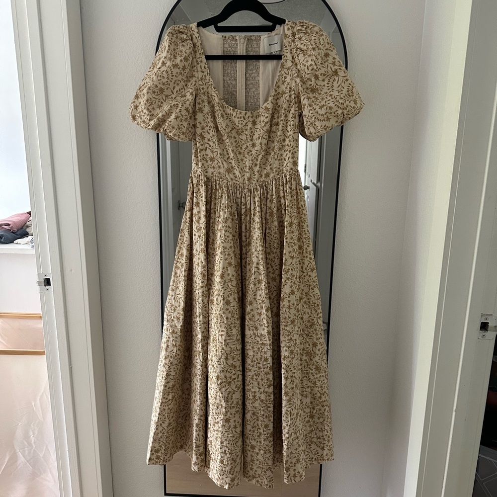 Reformation Everlyn Puff Sleeve Midi Dress Size 4